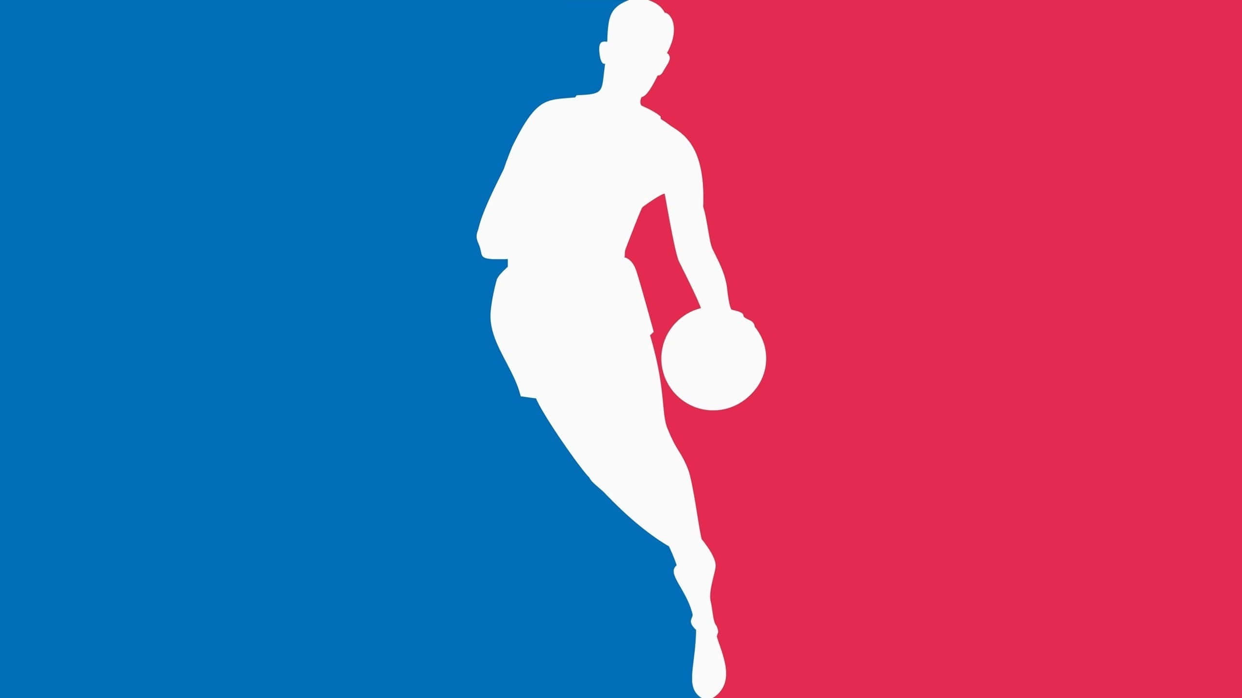NBA Logo, white silhouette, basketball player dribbling, 2K Desktop Wallpaper