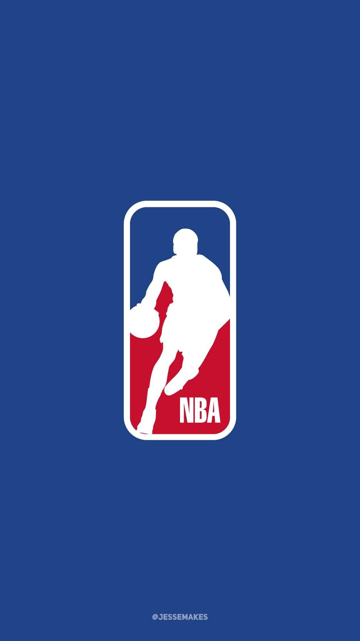 NBA Logo, white basketball player silhouette, red and blue, Full HD Phone Wallpaper