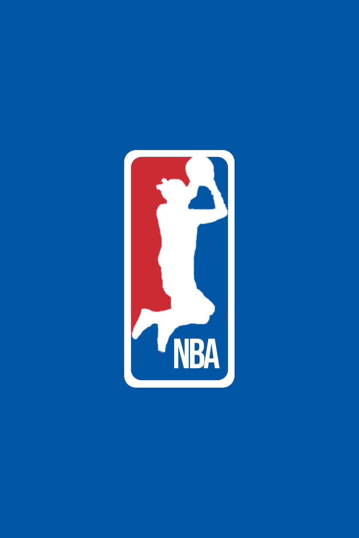 NBA Logo, white silhouette of a basketball player dunking, red and blue background, HD Phone Wallpaper
