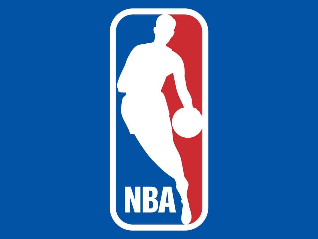 NBA Logo, blue canvas, white silhouette, HD Desktop Wallpaper