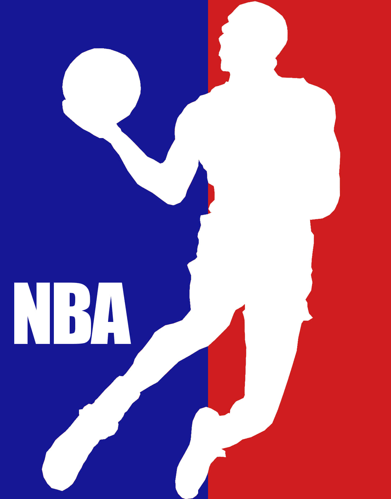 NBA Logo, dribbling silhouette, split blue and red background, HD Phone Wallpaper