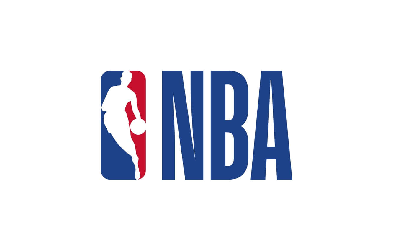 NBA Logo, white silhouette of a basketball player dribbling, blue and red background, HD Desktop Wallpaper