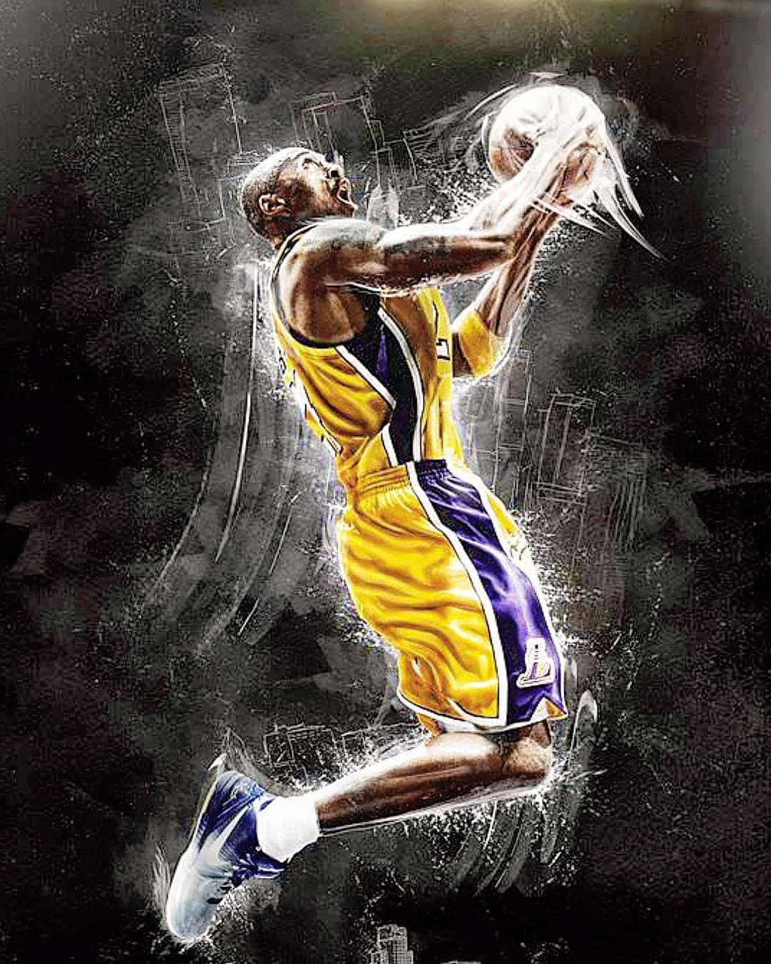 NBA Phone, yellow and purple jersey, dark abstract background, HD Phone Wallpaper