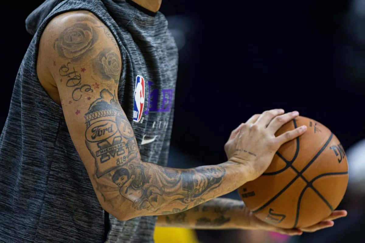 NBA Player, tattooed arm, basketball, SD Desktop Wallpaper