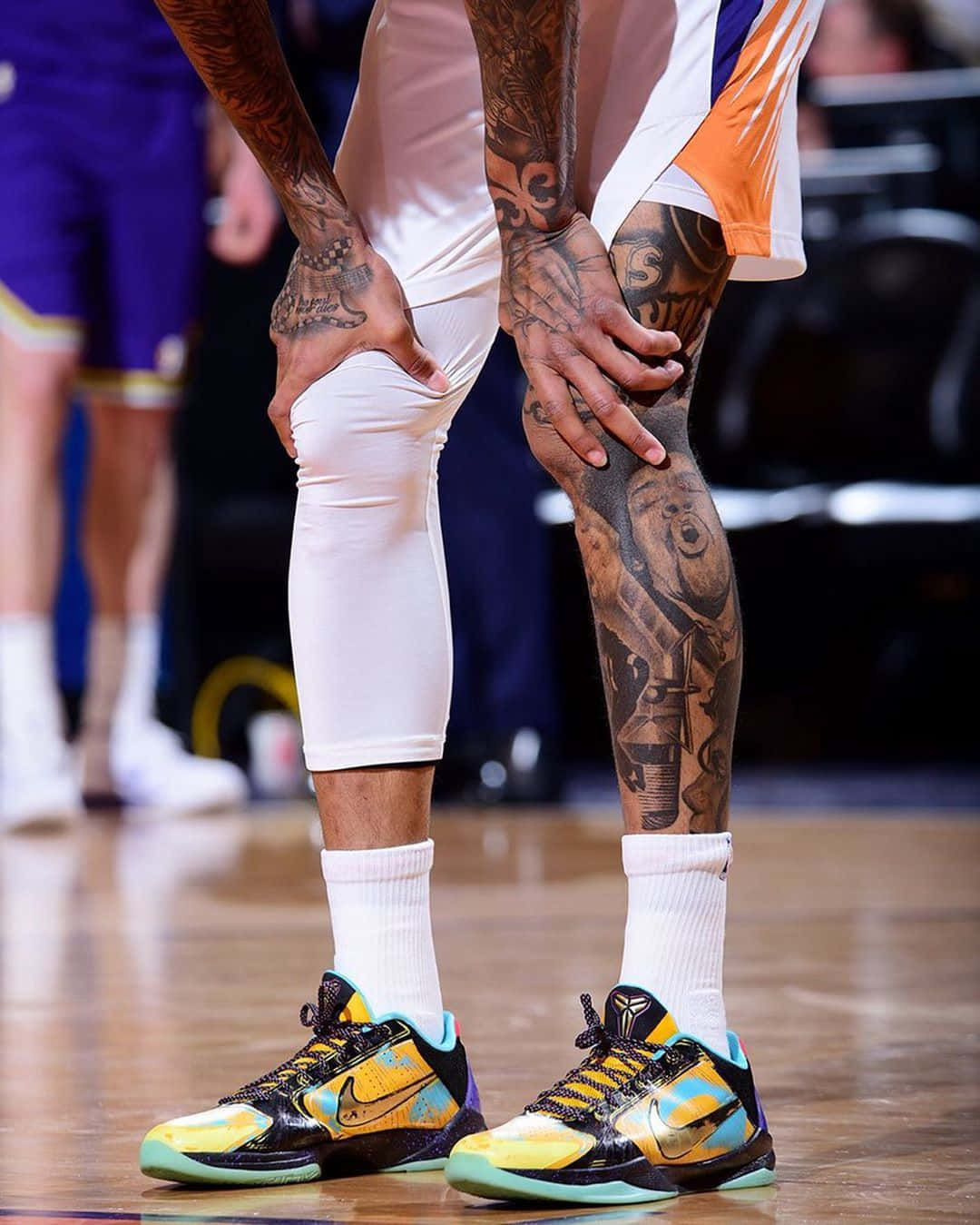 NBA Player, tattooed legs, court, HD Phone Wallpaper
