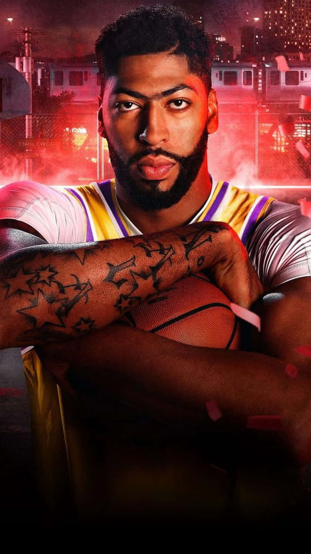 basketball player, tattooed arms, ball, Full HD Phone Wallpaper