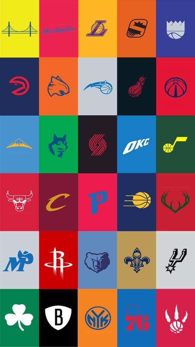 NBA, NBA team logos, vibrant grid, SD Phone Wallpaper