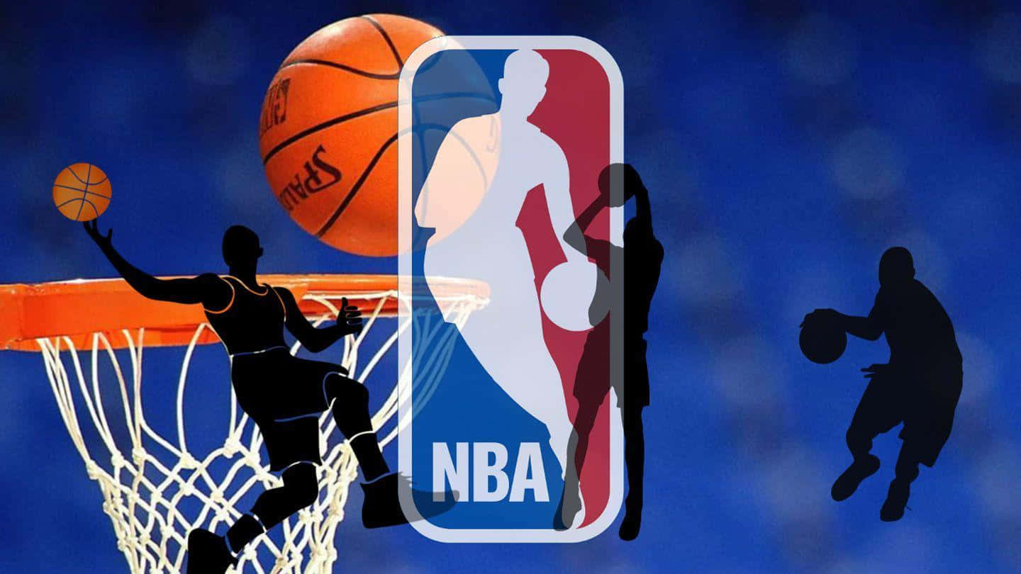 NBA Logo, basketball players, hoop, HD Desktop Wallpaper