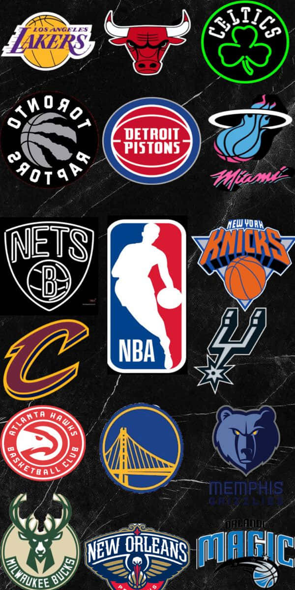 NBA Logo, NBA team logos, dark cracked marble background, SD Phone Wallpaper