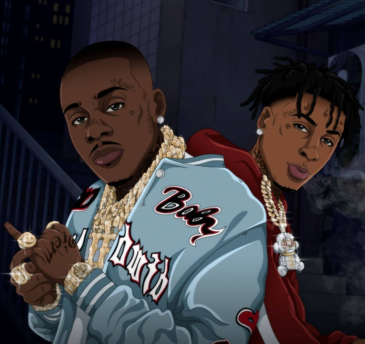 NBA Youngboy, cartoon, flashy jewelry, SD Desktop Wallpaper