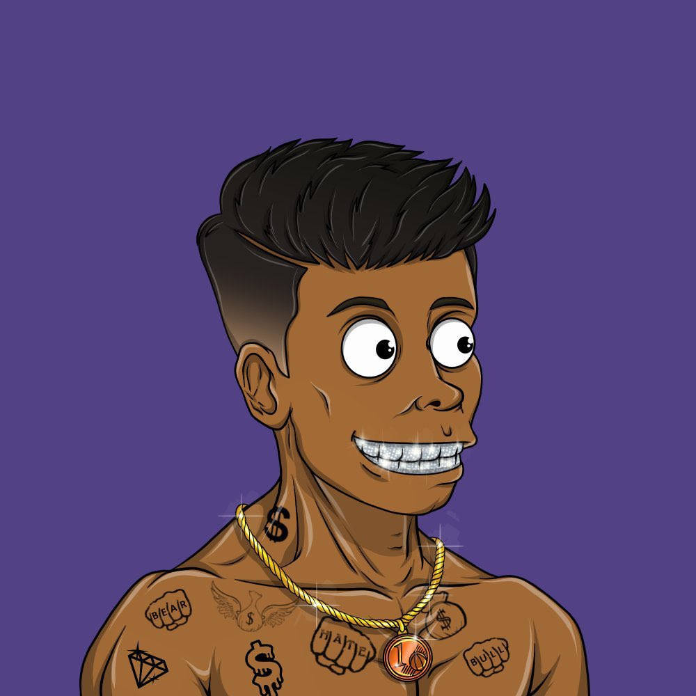 NBA Youngboy, cartoon-style illustration, smiling man, SD Desktop Wallpaper