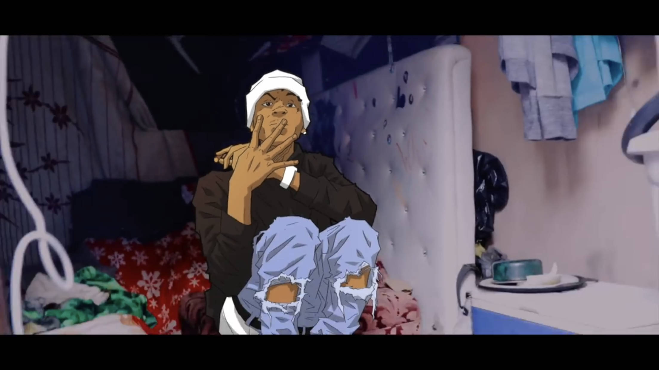 NBA Youngboy, white beanie, ripped jeans, Full HD Desktop Wallpaper