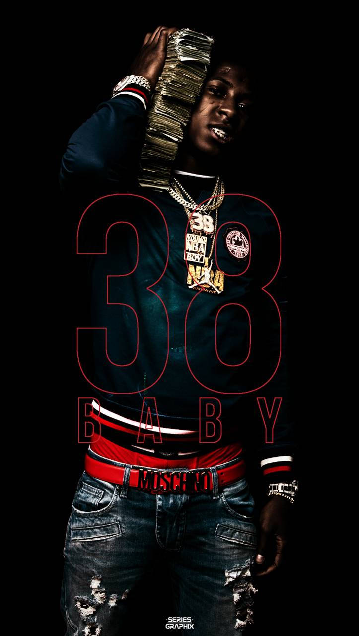 38 BABY, NBA Youngboy, glowing red text, HD Phone Wallpaper