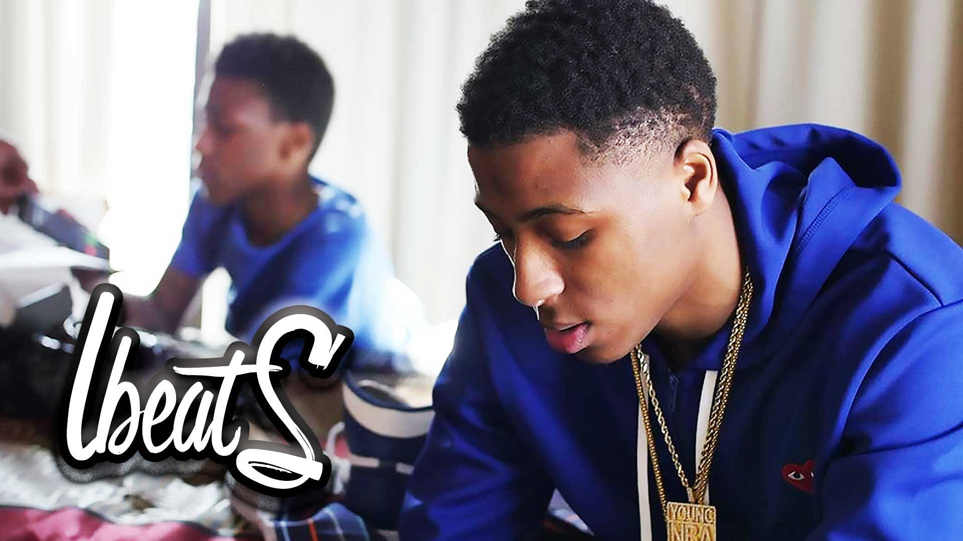 NBA Youngboy, blue hoodie, gold chains, Full HD Desktop Wallpaper