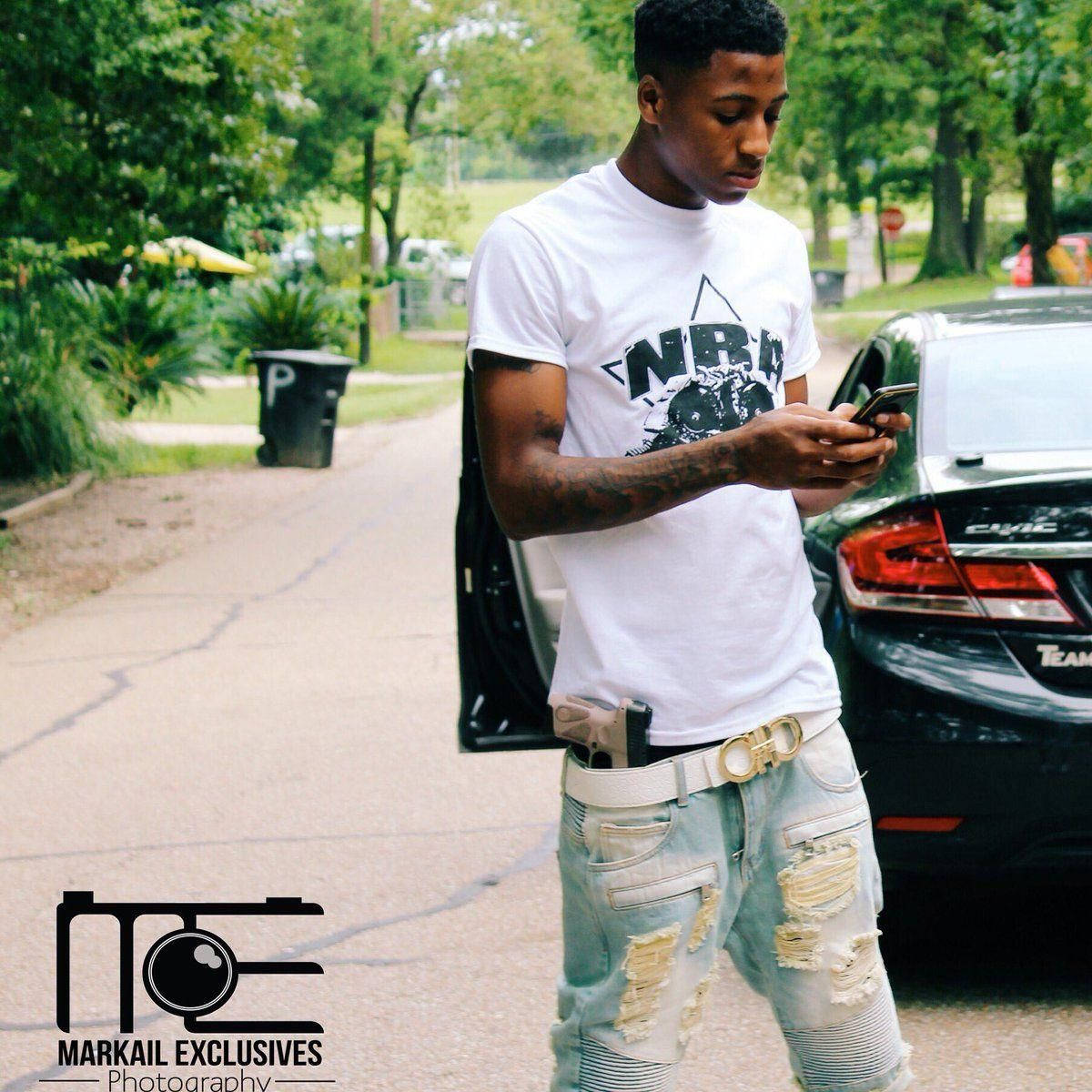 NBA Youngboy, ripped jeans, white t-shirt, SD Desktop Wallpaper
