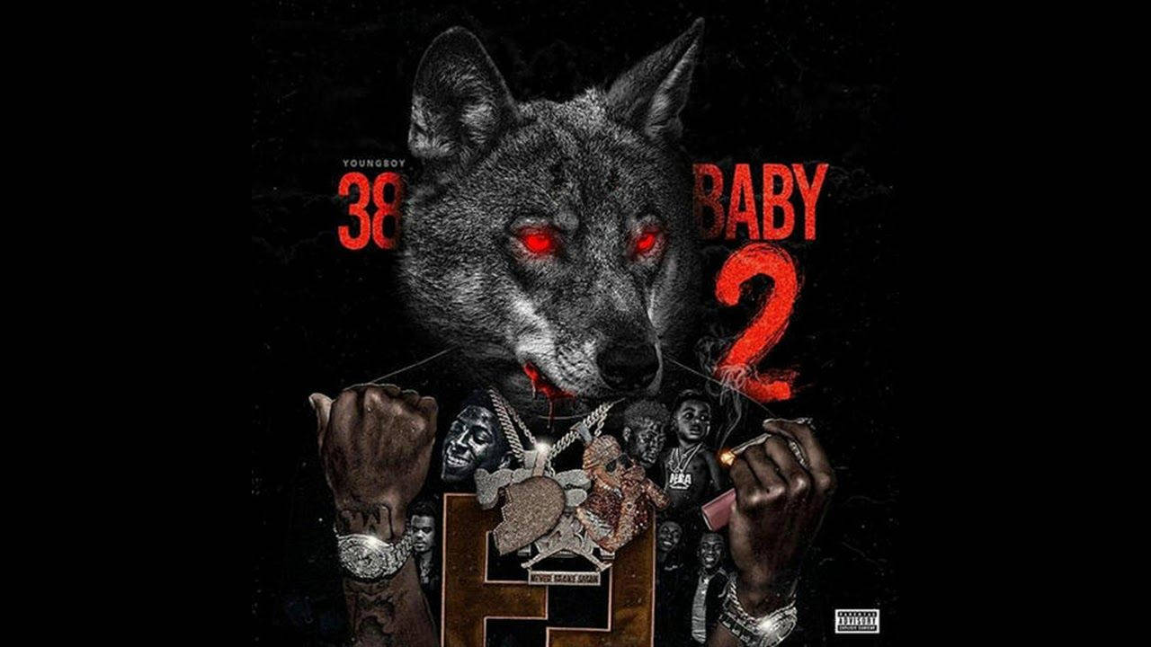 wolfs head, NBA Youngboy logo, glowing red eyes, HD Desktop Wallpaper