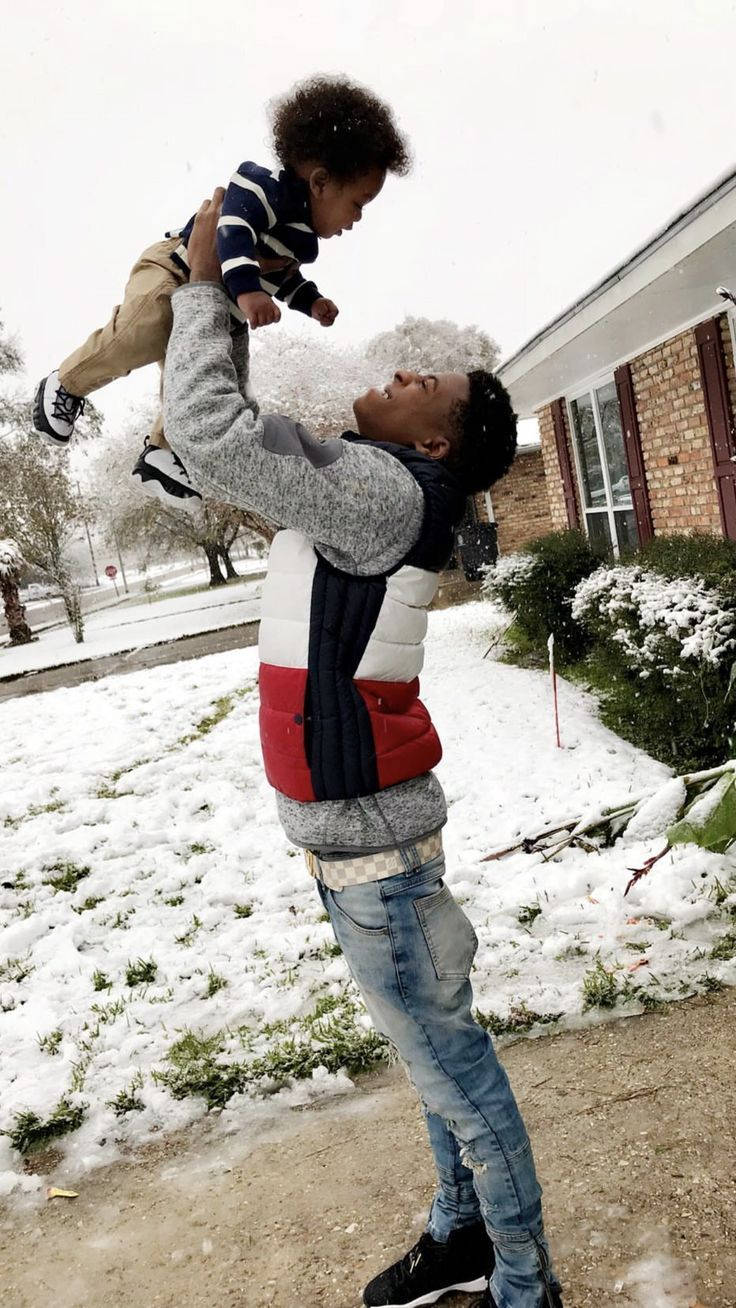 NBA Youngboy, toddler, snowy yard, HD Phone Wallpaper