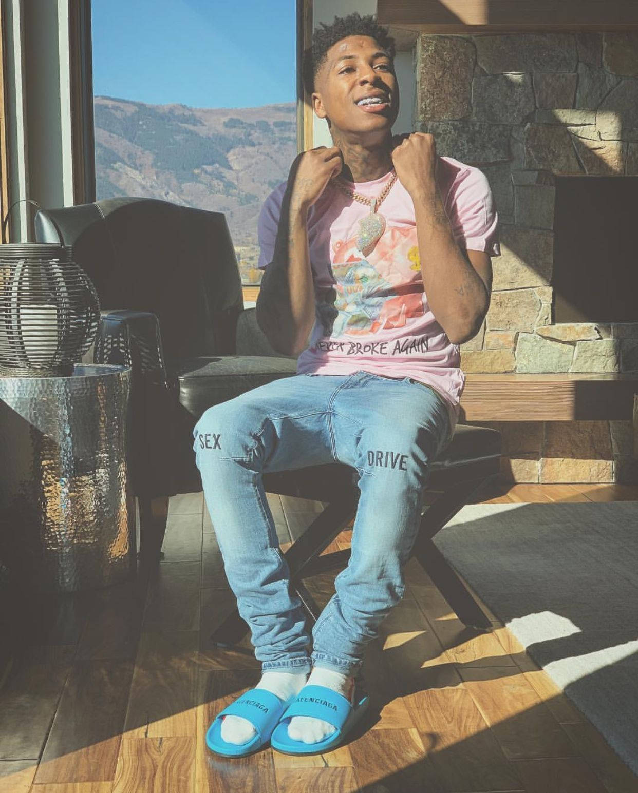 NBA Youngboy, pink shirt, blue jeans, HD Phone Wallpaper