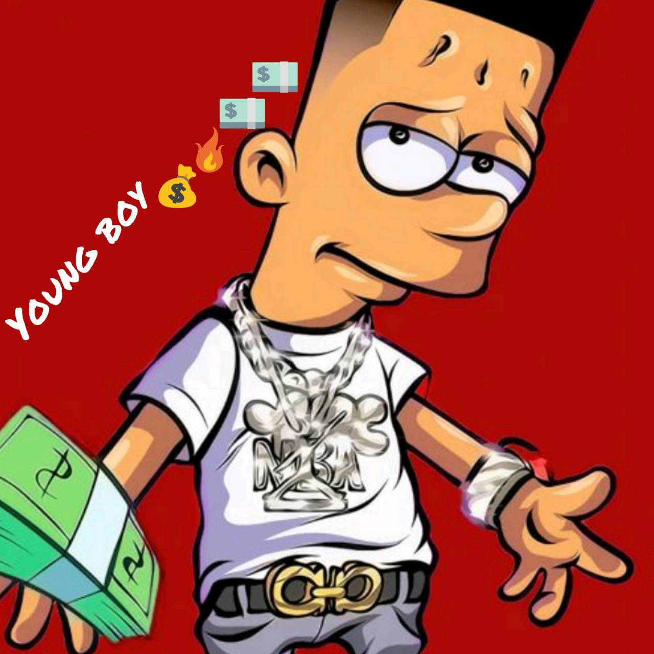 NBA Youngboy, cartoon character, money, HD Desktop Wallpaper