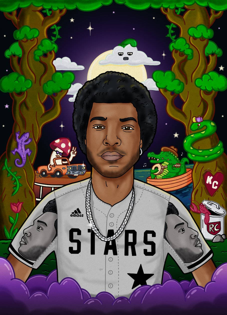 NBA Youngboy, cartoon, baseball jersey, SD Phone Wallpaper
