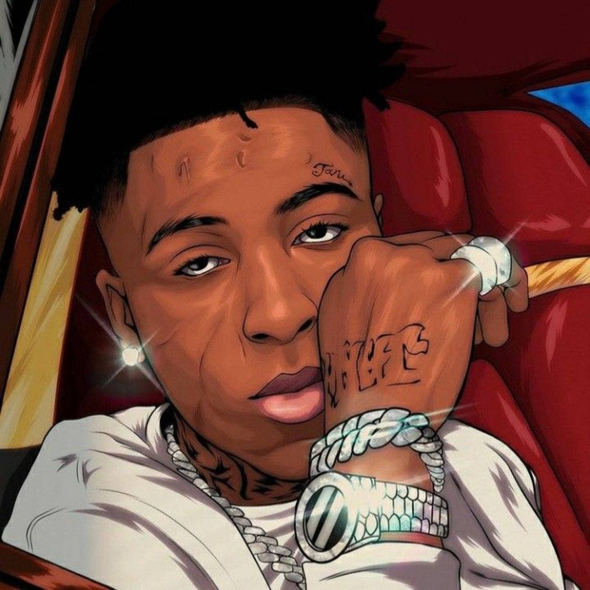 NBA Youngboy, cartoon, tattoos, SD Desktop Wallpaper