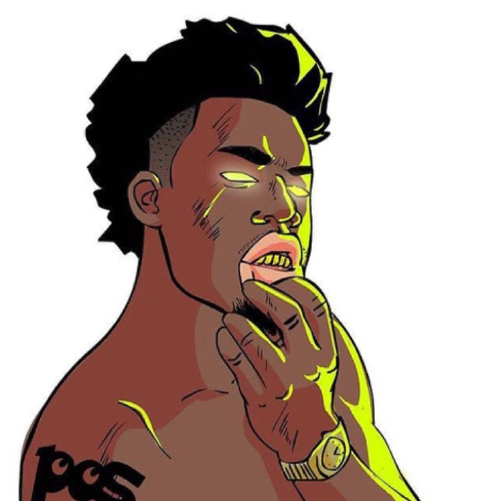 NBA Youngboy, glowing yellow highlights, gold watch, HD Desktop Wallpaper