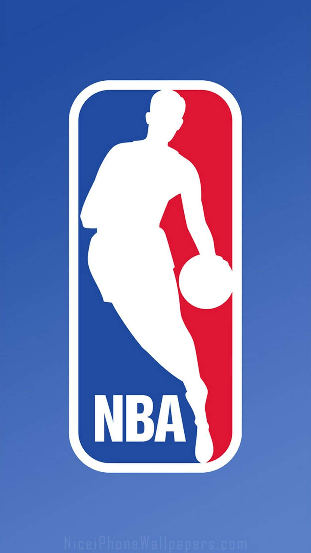 NBA Logo, blue gradient canvas, red and blue rectangular logo, Full HD Phone Wallpaper