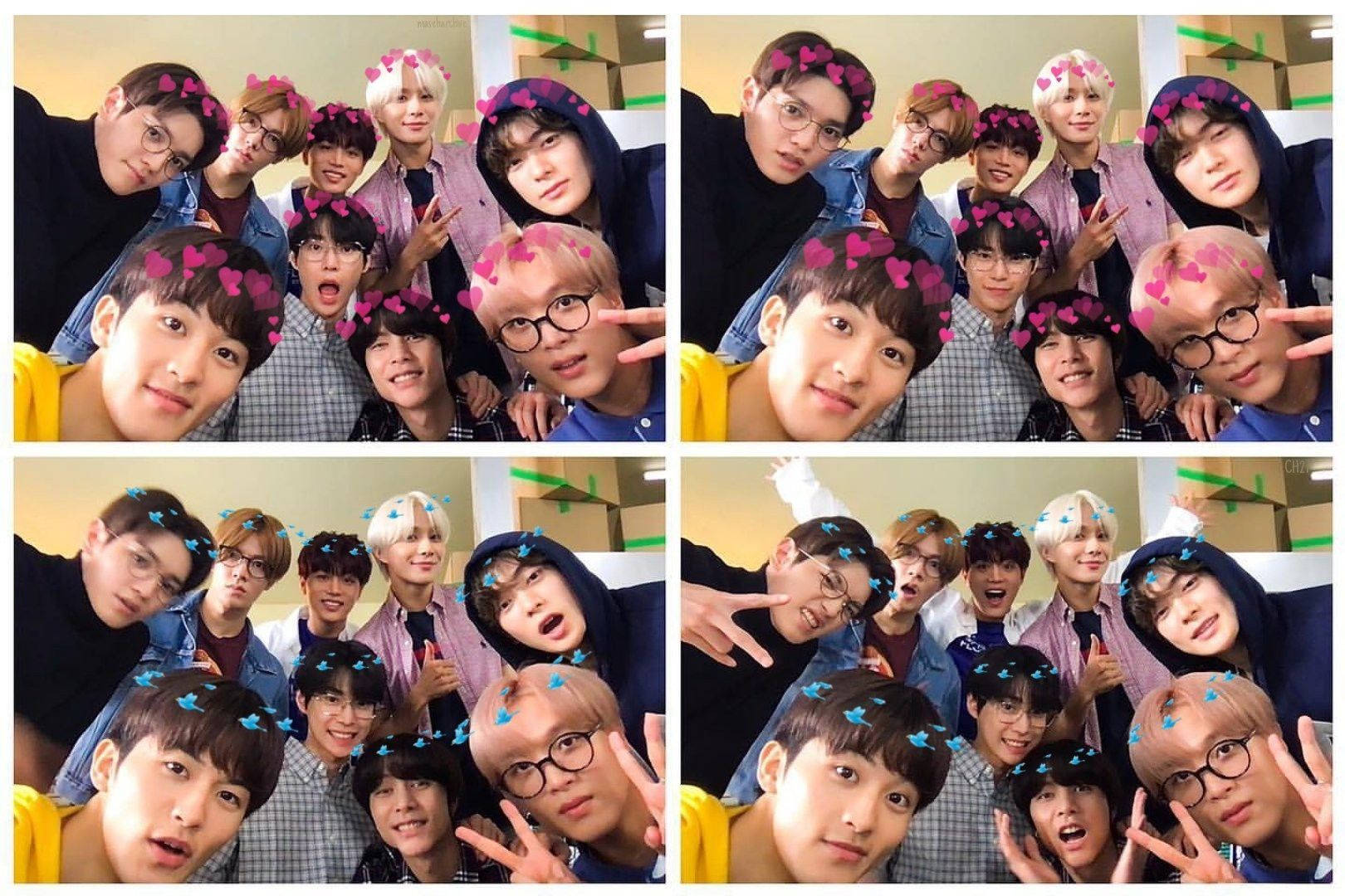 NCT 127, pink heart filter, blue heart filter, HD Desktop Wallpaper
