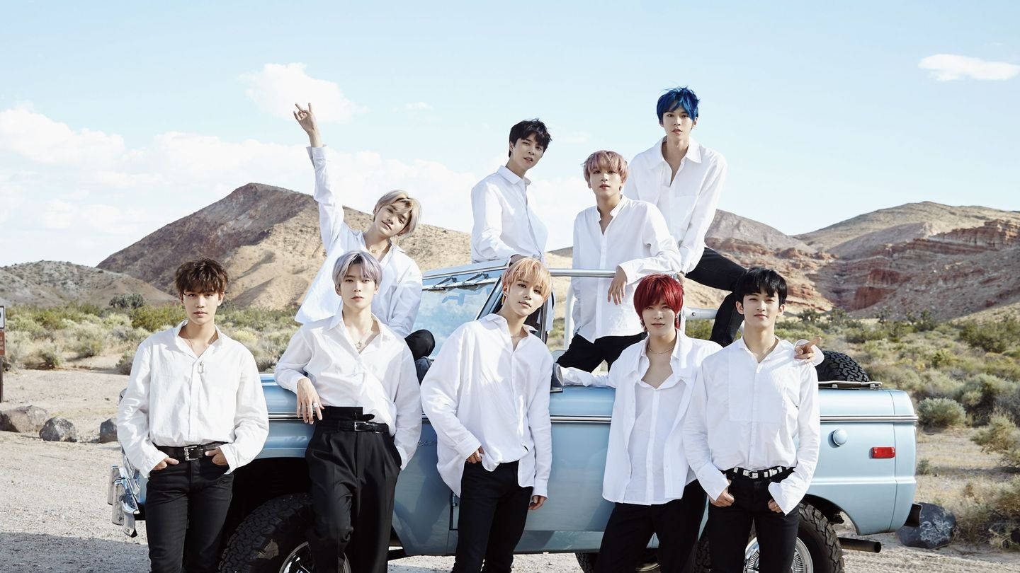 NCT 127, highway to heaven, light blue vintage truck, HD Desktop Wallpaper