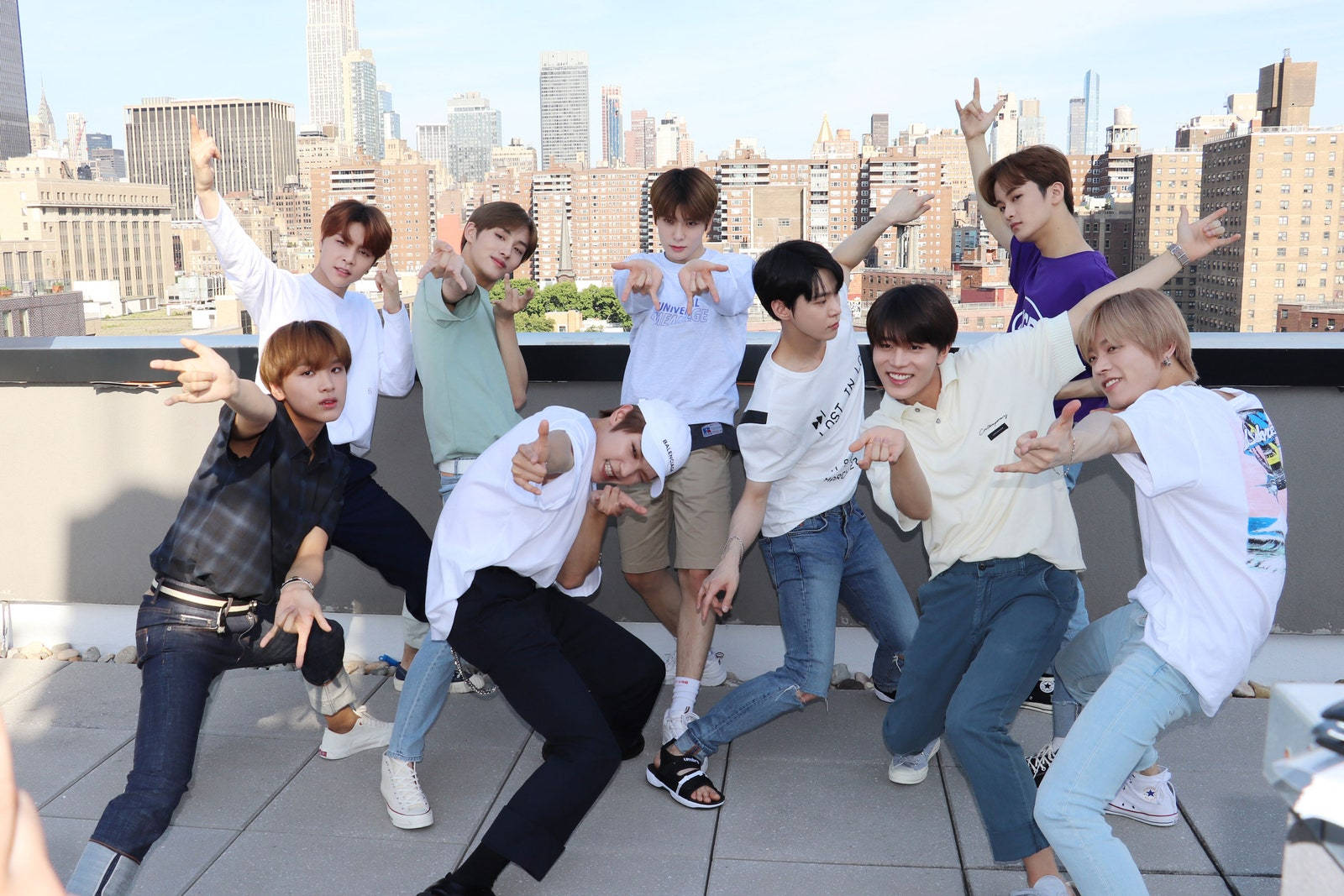 NCT 127, Spiderman pose, rooftop, HD Desktop Wallpaper