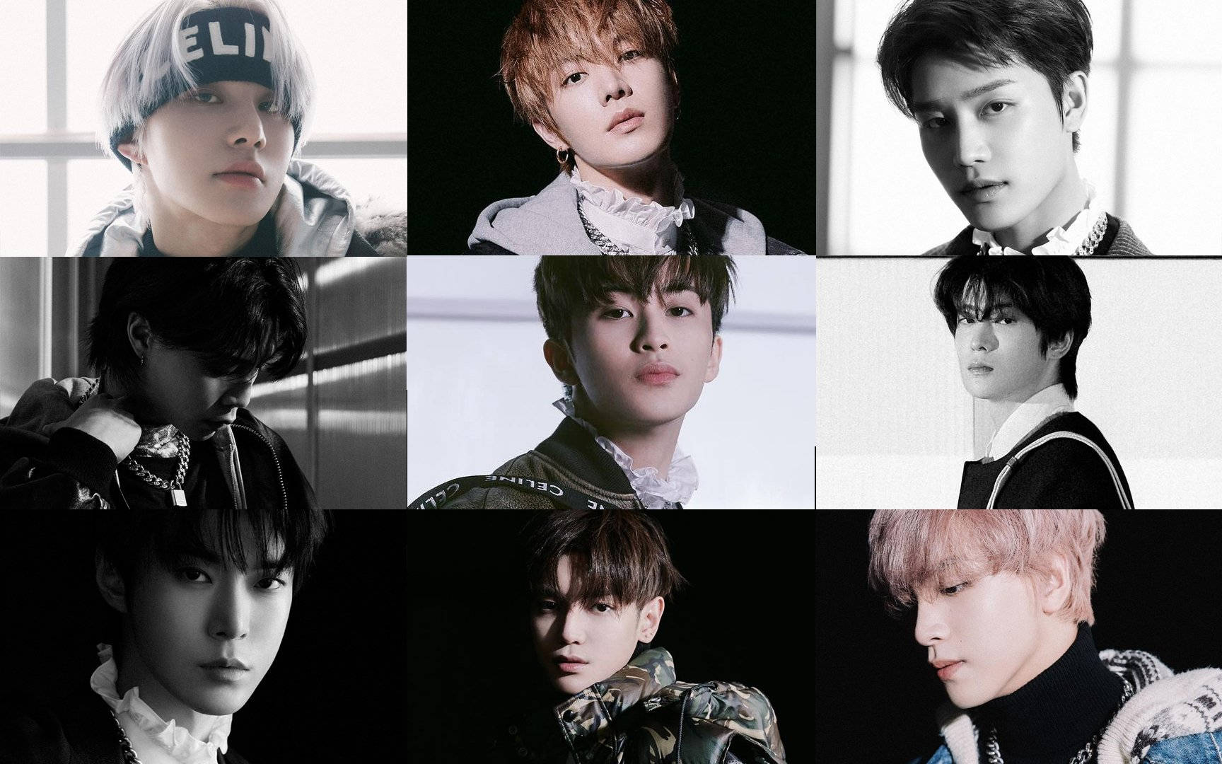 NCT 127, magazine photo shoot, monochrome portraits, HD Desktop Wallpaper