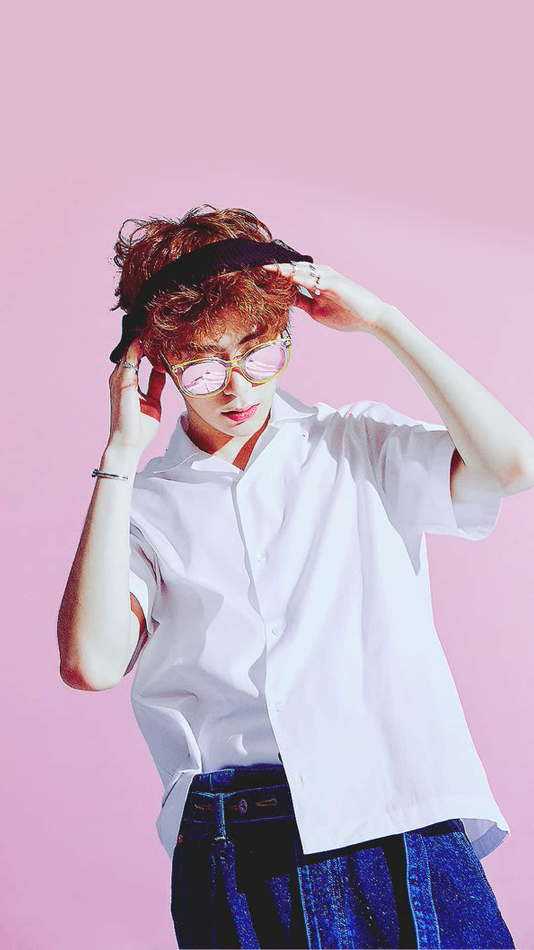 NCT Jaehyun, pink background, curly hair, Full HD Phone Wallpaper