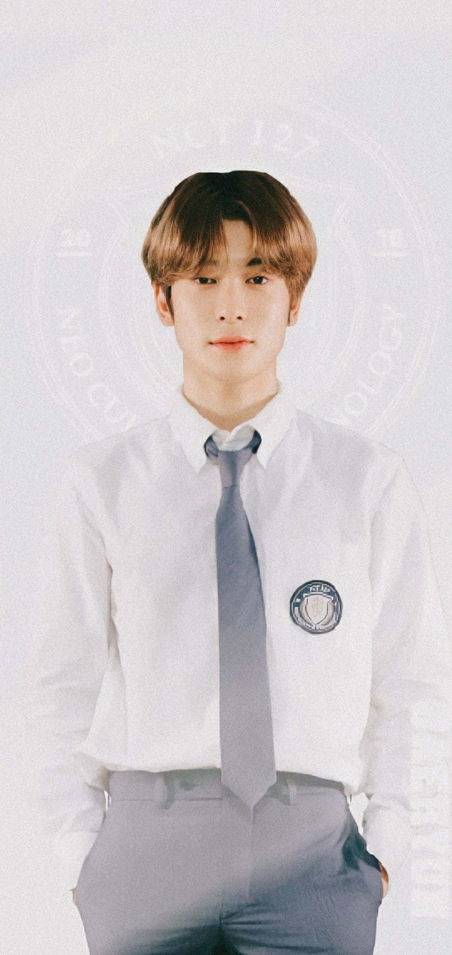 NCT Jaehyun, school uniform, crisp white shirt, Full HD Phone Wallpaper