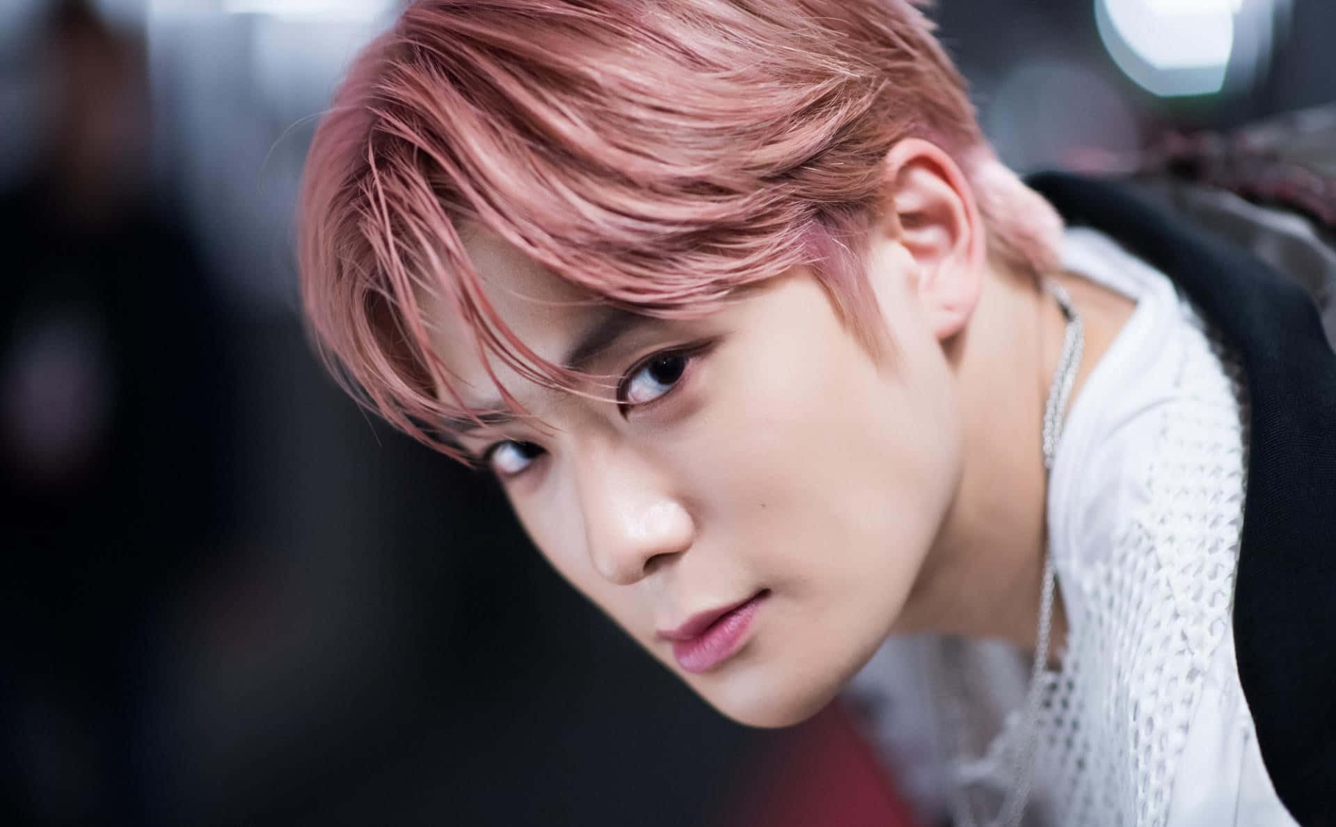 NCT Jaehyun, vibrant pink hair, close-up portrait, Full HD Desktop Wallpaper