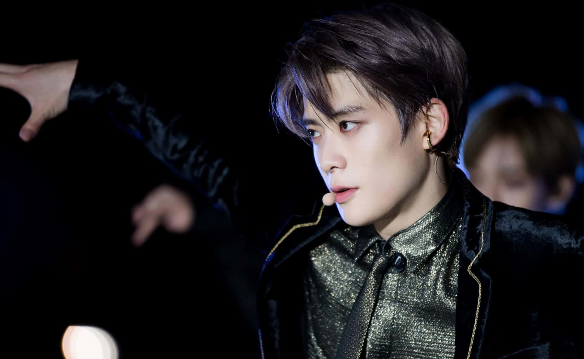 NCT Jaehyun, black velvet jacket, gold trim, HD Desktop Wallpaper