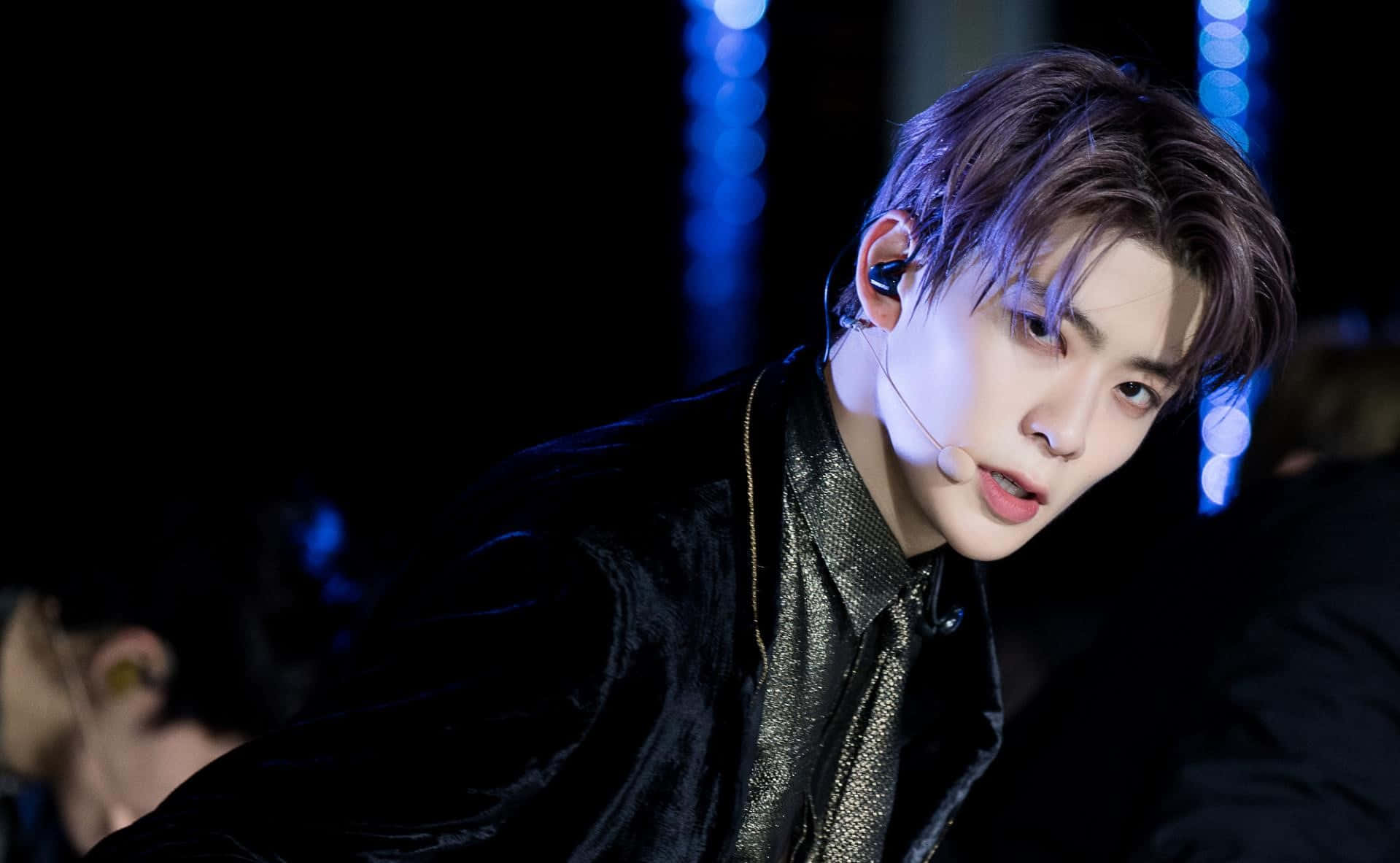 NCT Jaehyun, black velvet jacket, gold shirt, HD Desktop Wallpaper