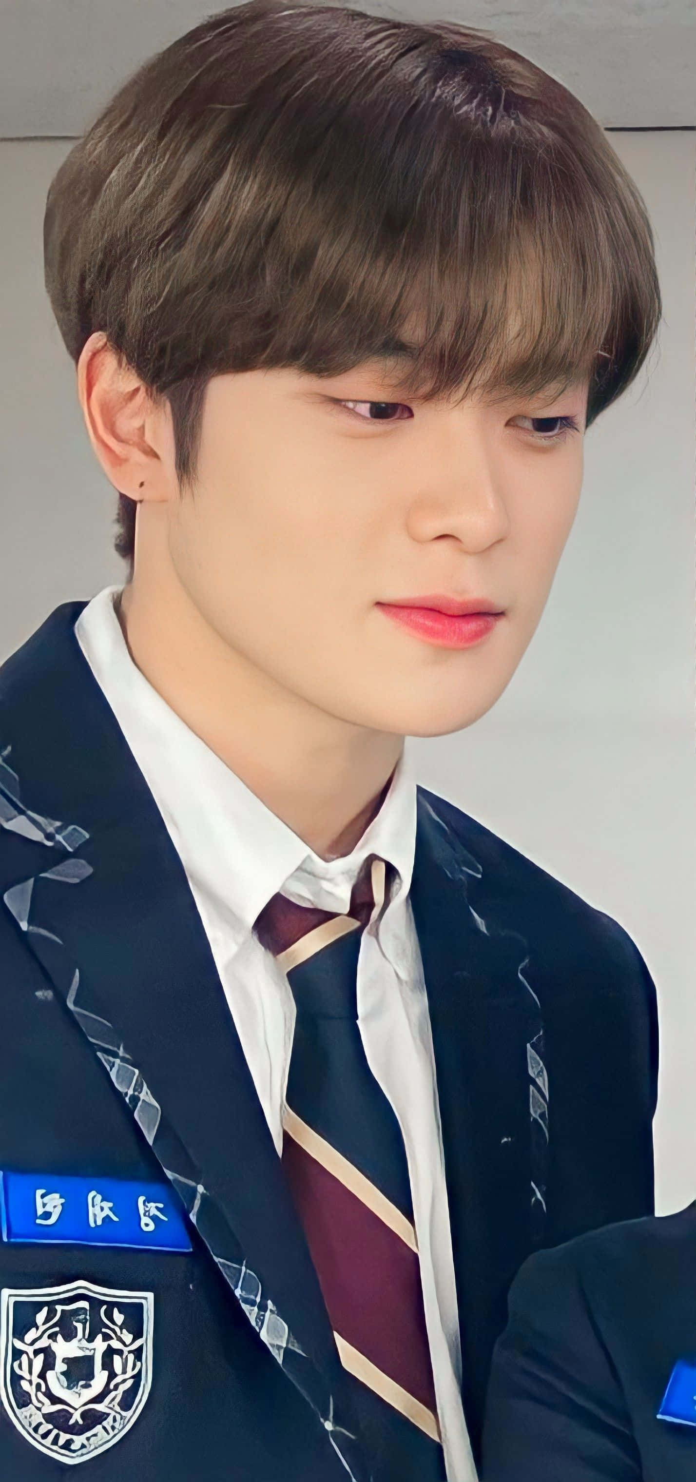 NCT Jaehyun, dark school blazer, crest, 2K Phone Wallpaper