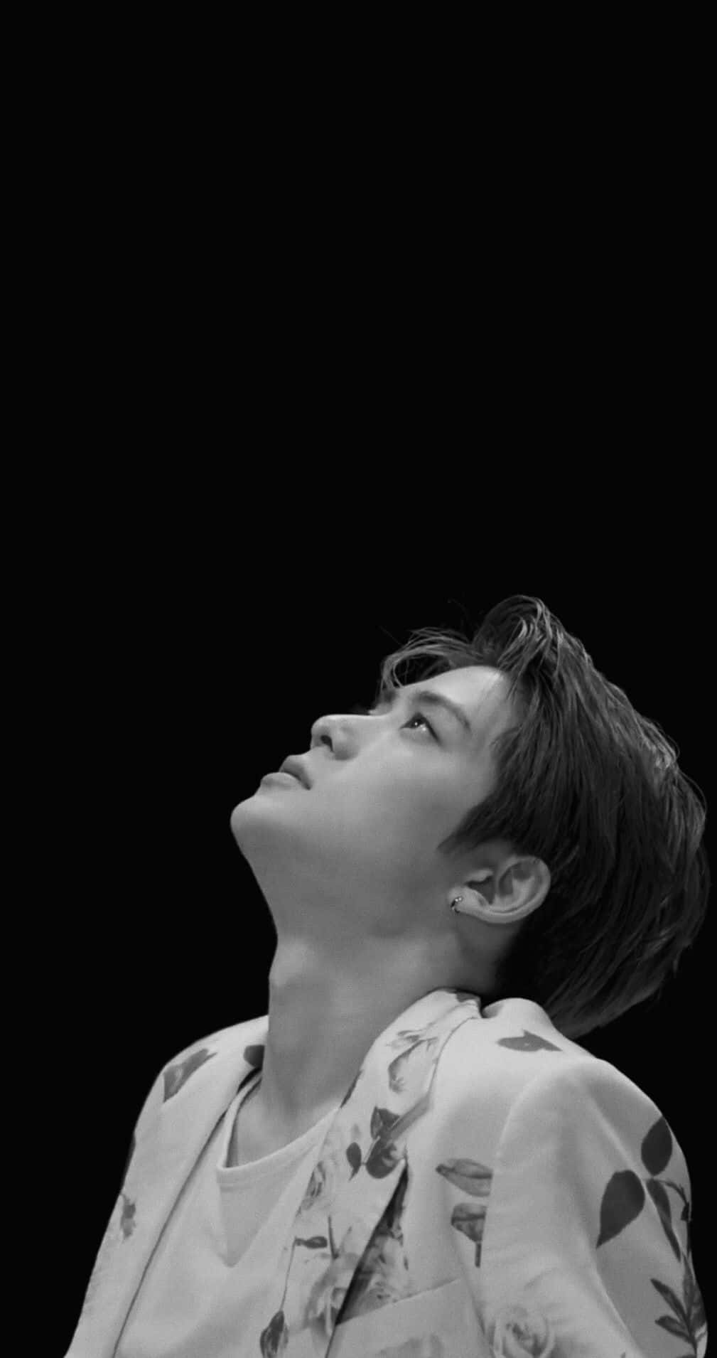 NCT Jaehyun, black and white portrait, young man, HD Phone Wallpaper