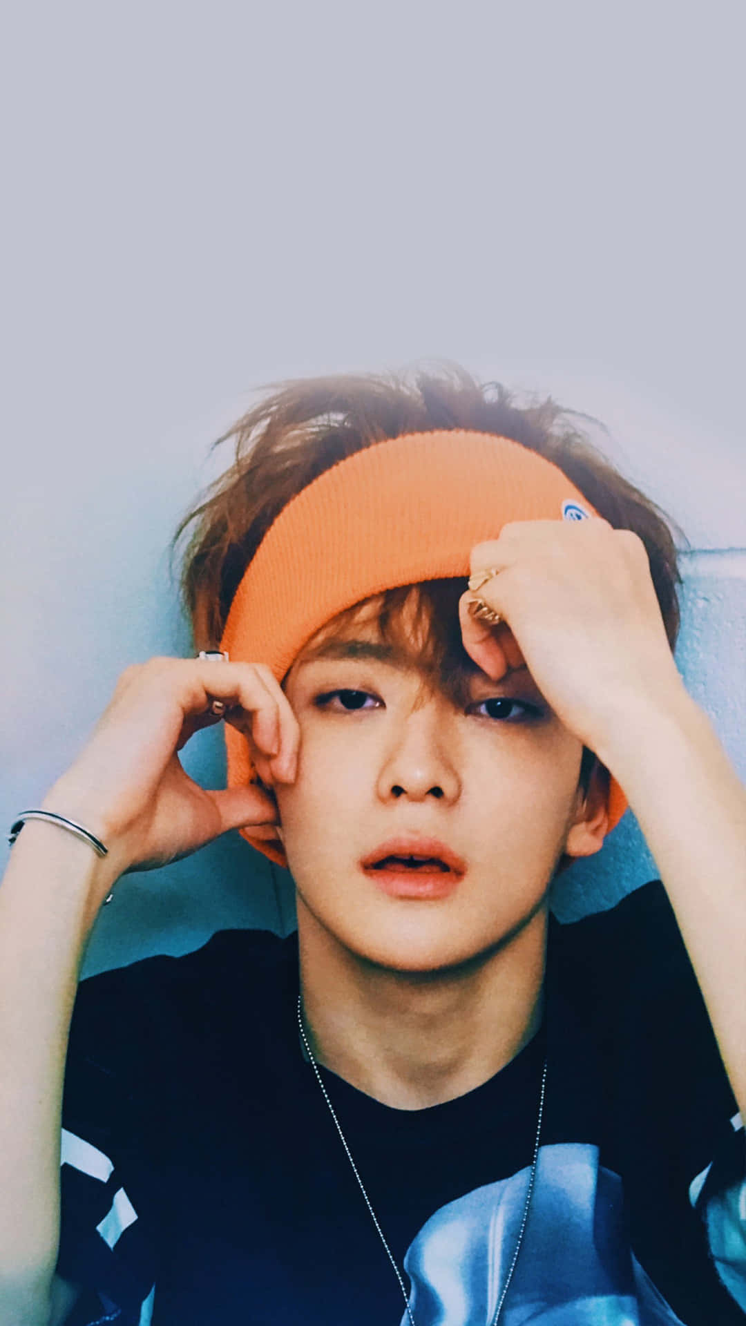 NCT Jaehyun, orange headband, tousled hair, Full HD Phone Wallpaper