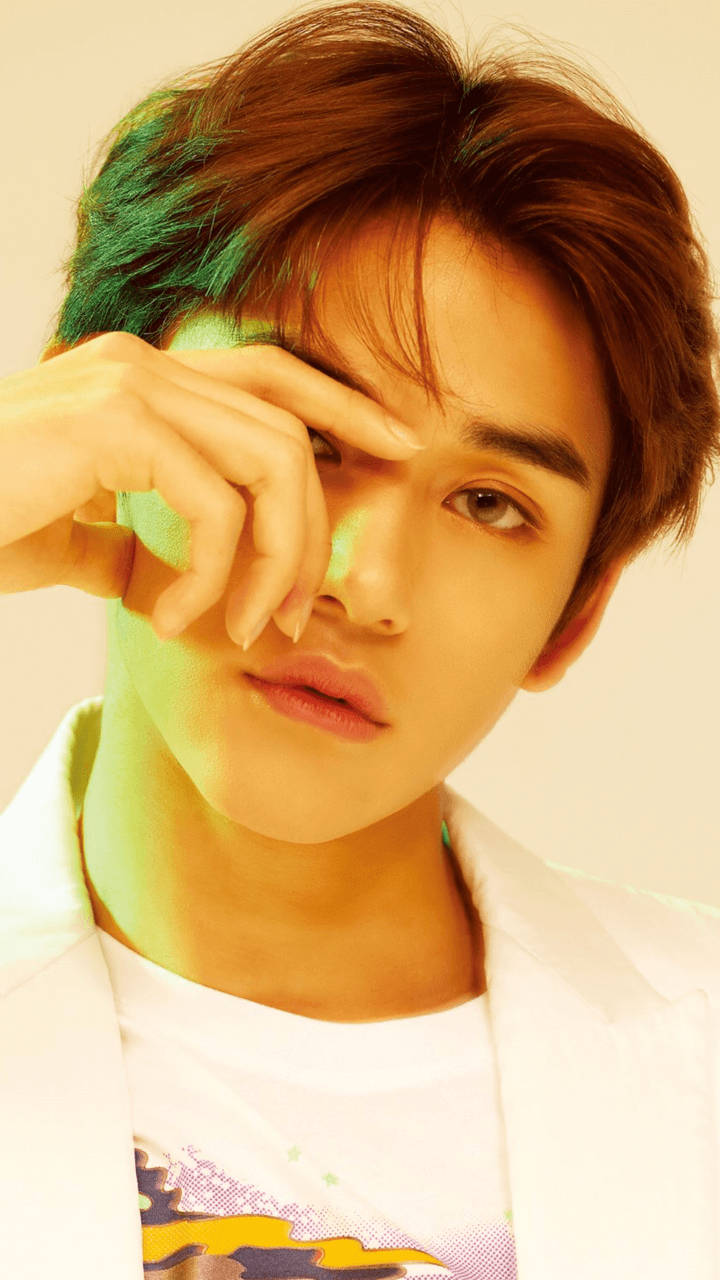 Nct Lucas, brown hair, green light effects, HD Phone Wallpaper