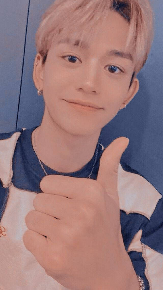 Nct Lucas, pink hair, blue wall, SD Phone Wallpaper