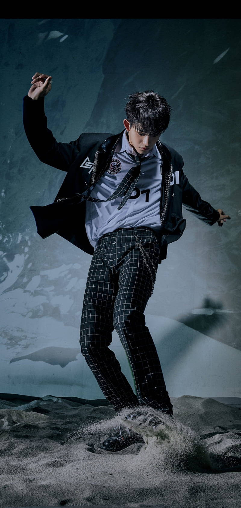 Nct Lucas, black jacket, checkered pants, HD Phone Wallpaper