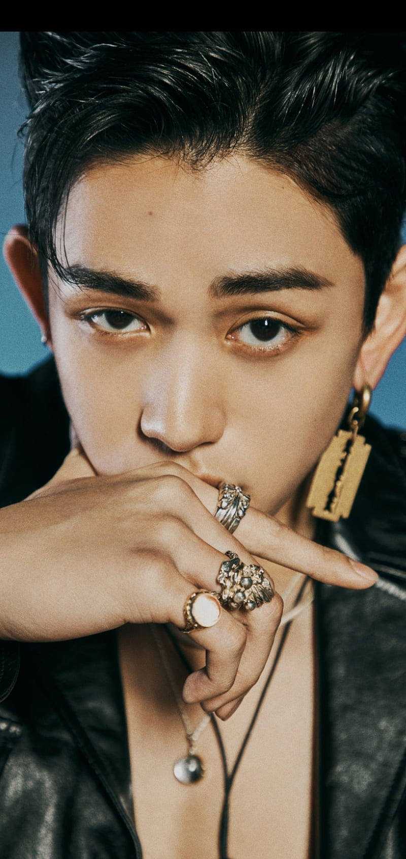 Nct Lucas, rings, black leather jacket, HD Phone Wallpaper