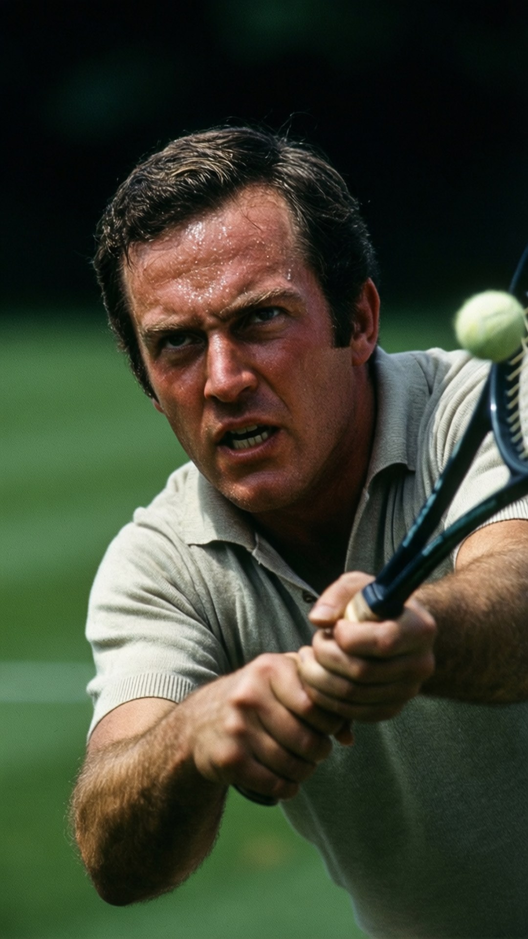 Neale Fraser, forehand, intense focus, Full HD Phone Wallpaper