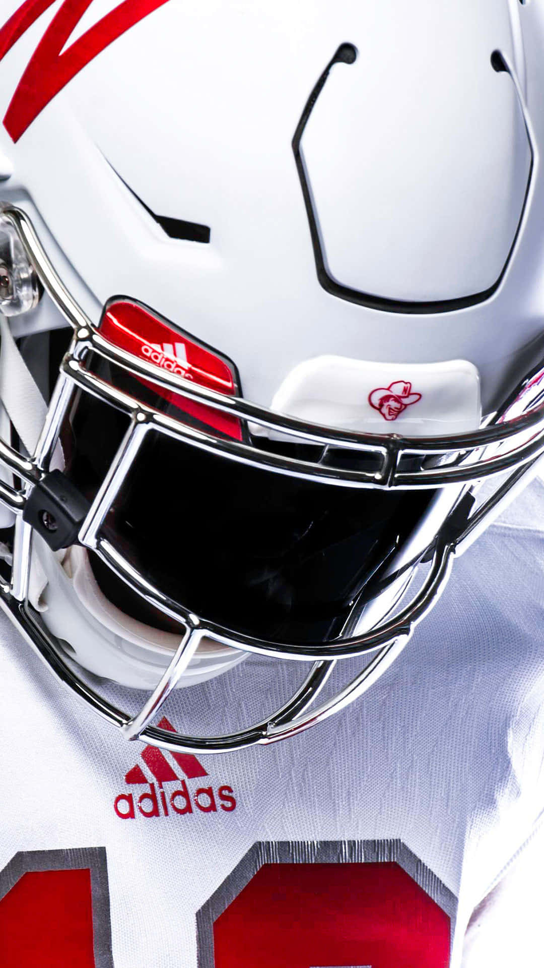 Nebraska Huskers, white football helmet, red stripes, Full HD Phone Wallpaper