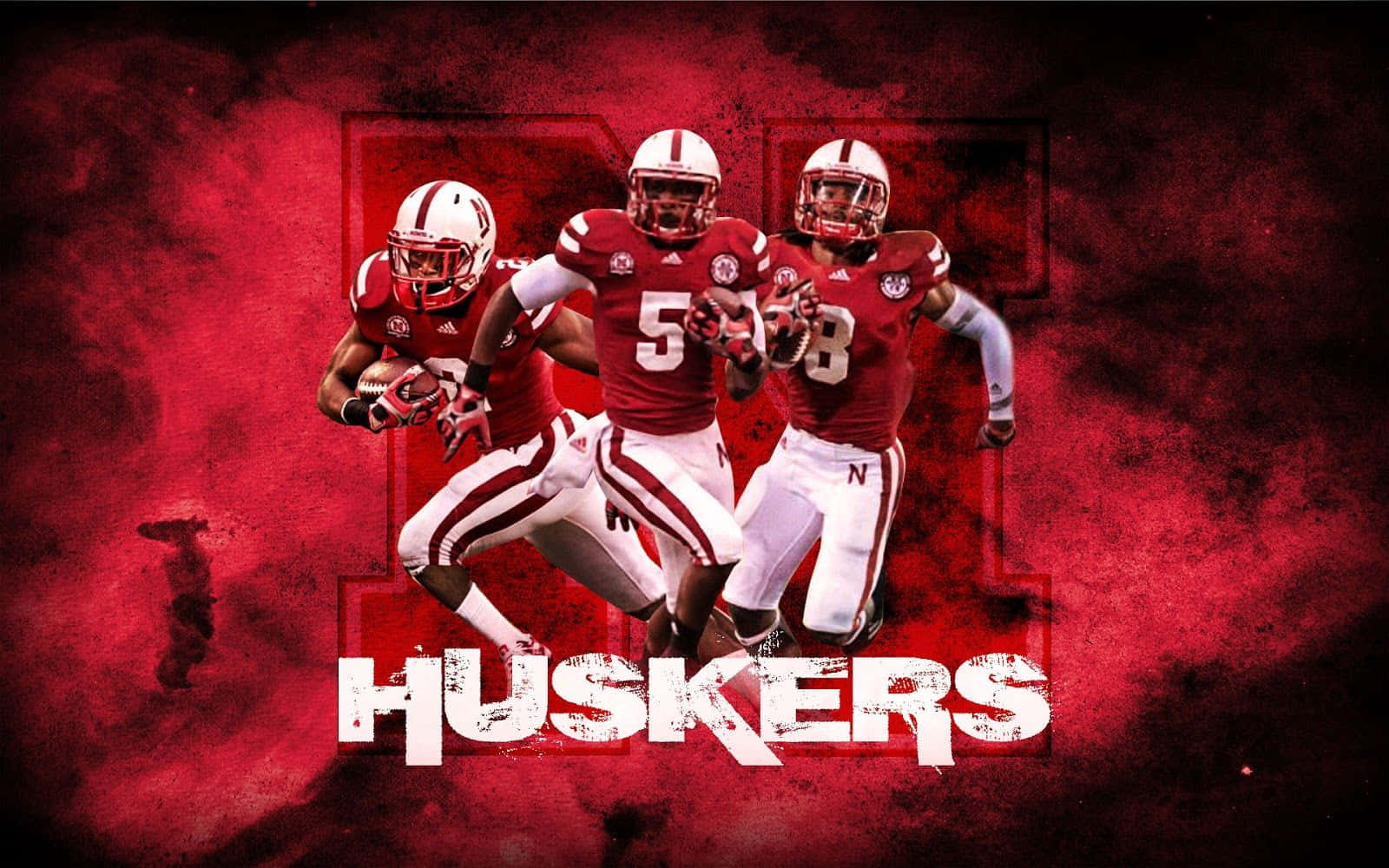 Nebraska Huskers, red and white uniforms, crimson background, HD Desktop Wallpaper