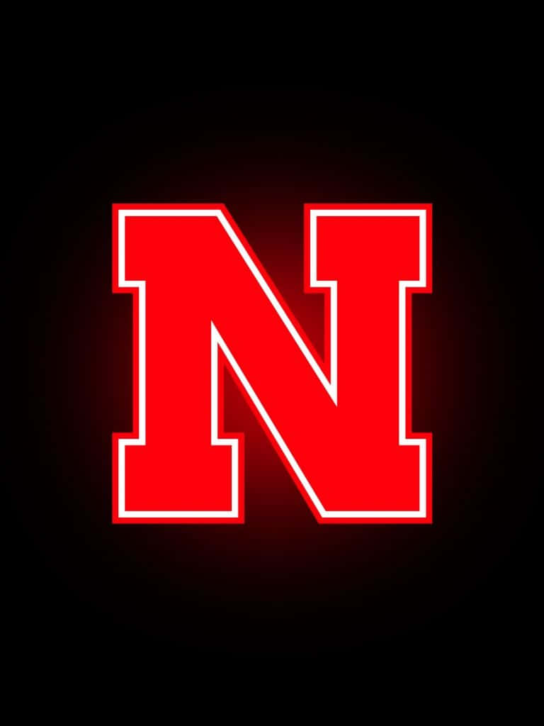 Nebraska Huskers, red letter N, white outline, SD Phone Wallpaper