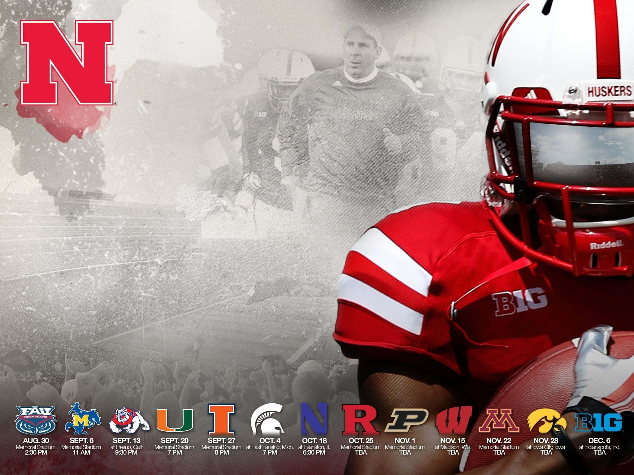 Nebraska Huskers, red gear, football player, Full HD Desktop Wallpaper