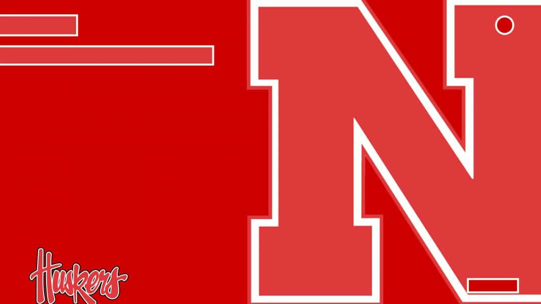 Nebraska Huskers, red background, white outlined letter N, SD Desktop Wallpaper