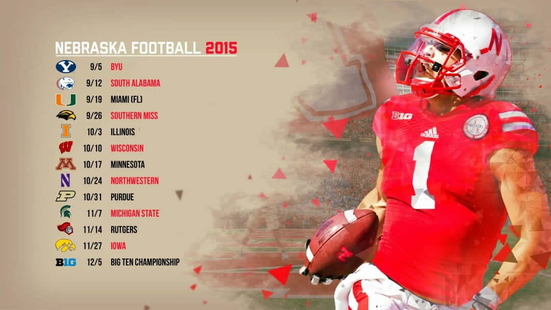 Nebraska Huskers, red jersey, football player, SD Desktop Wallpaper